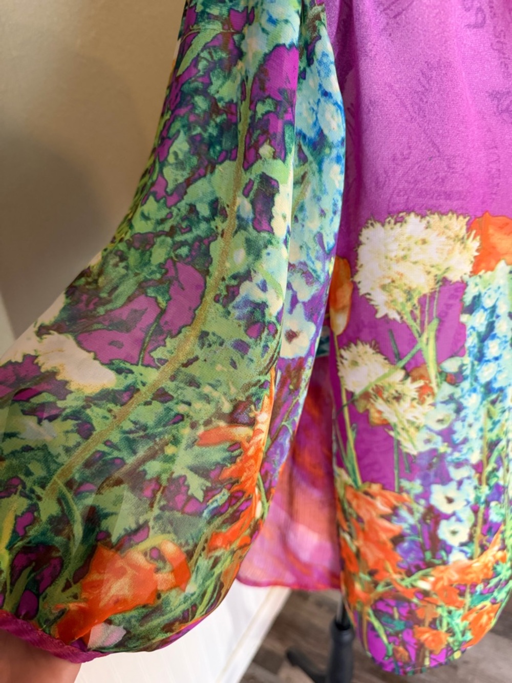 Figueroa & Flower Floral Sheer Button-Front Blouse - Pink/Multicolor πΊπ·πΌ - Picture 3 of 5